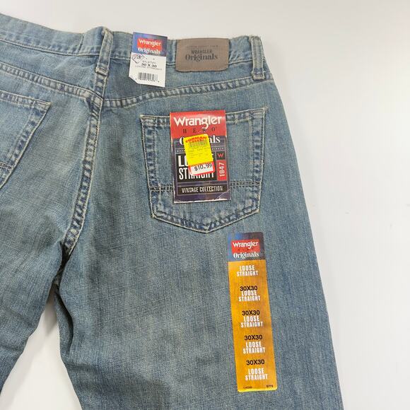 Wrangler Hero Originals Jeans 30x30 Loose Straight Vintage Collection Blue Denim - Picture 5 of 5